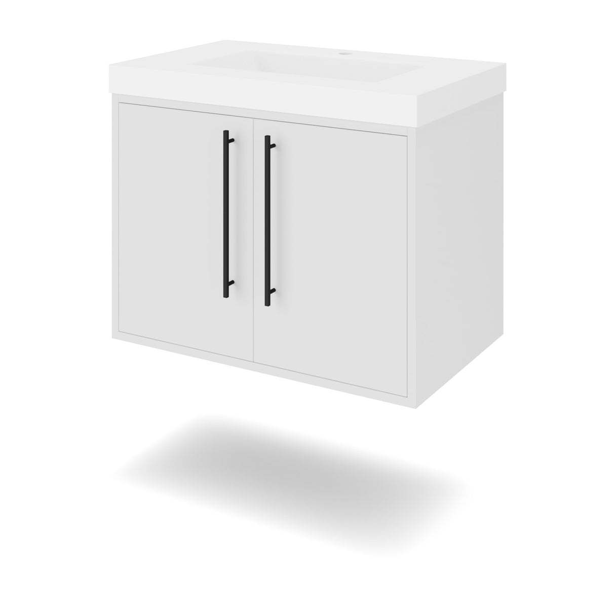 Jeffrey Alexander Tempest 30" White Single Sink Bathroom Vanity with White Resin Top - Single-Hole Faucet Top - VKTEM30WHRE