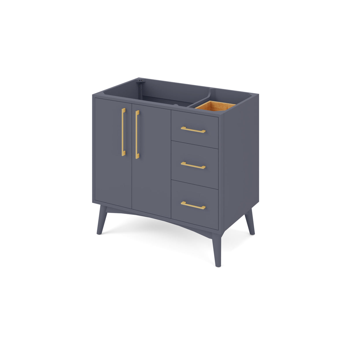Jeffrey Alexander Dashwood Blue Steel Single Sink Bathroom Vanity with White Resin Top - 8 in. Widespread Faucet Top - VKITDAS36BSRER product image 2
