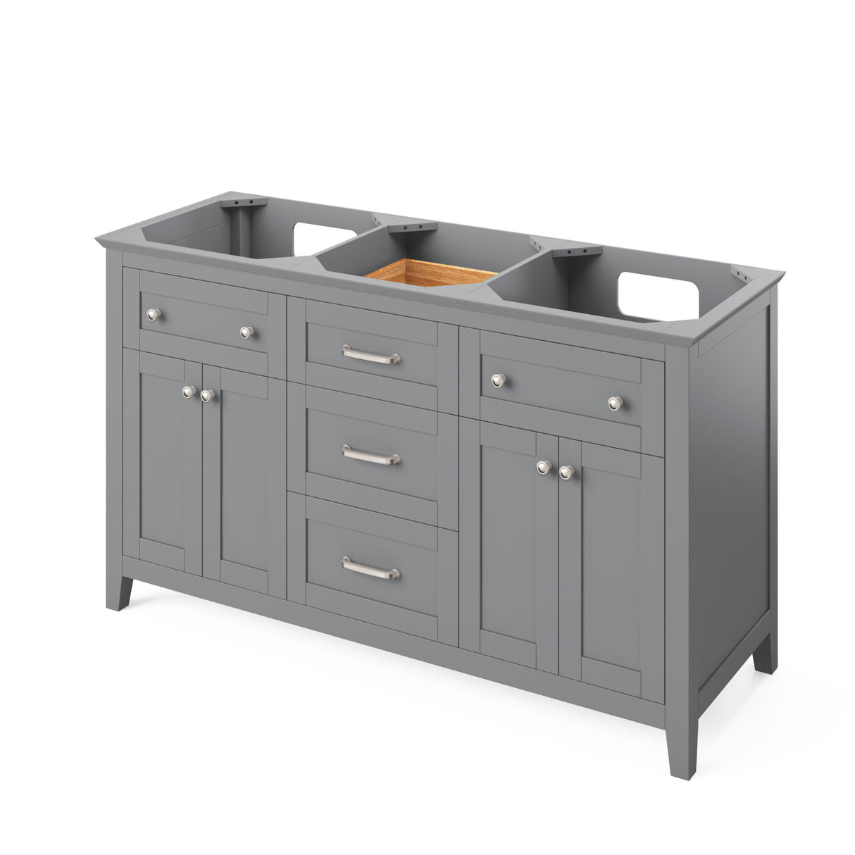 Jeffrey Alexander Chatham 60" Grey Double Sink Bathroom Vanity with Black Granite Top - 8 in. Widespread Faucet Top - VKITCHA60GRBGR product image 3