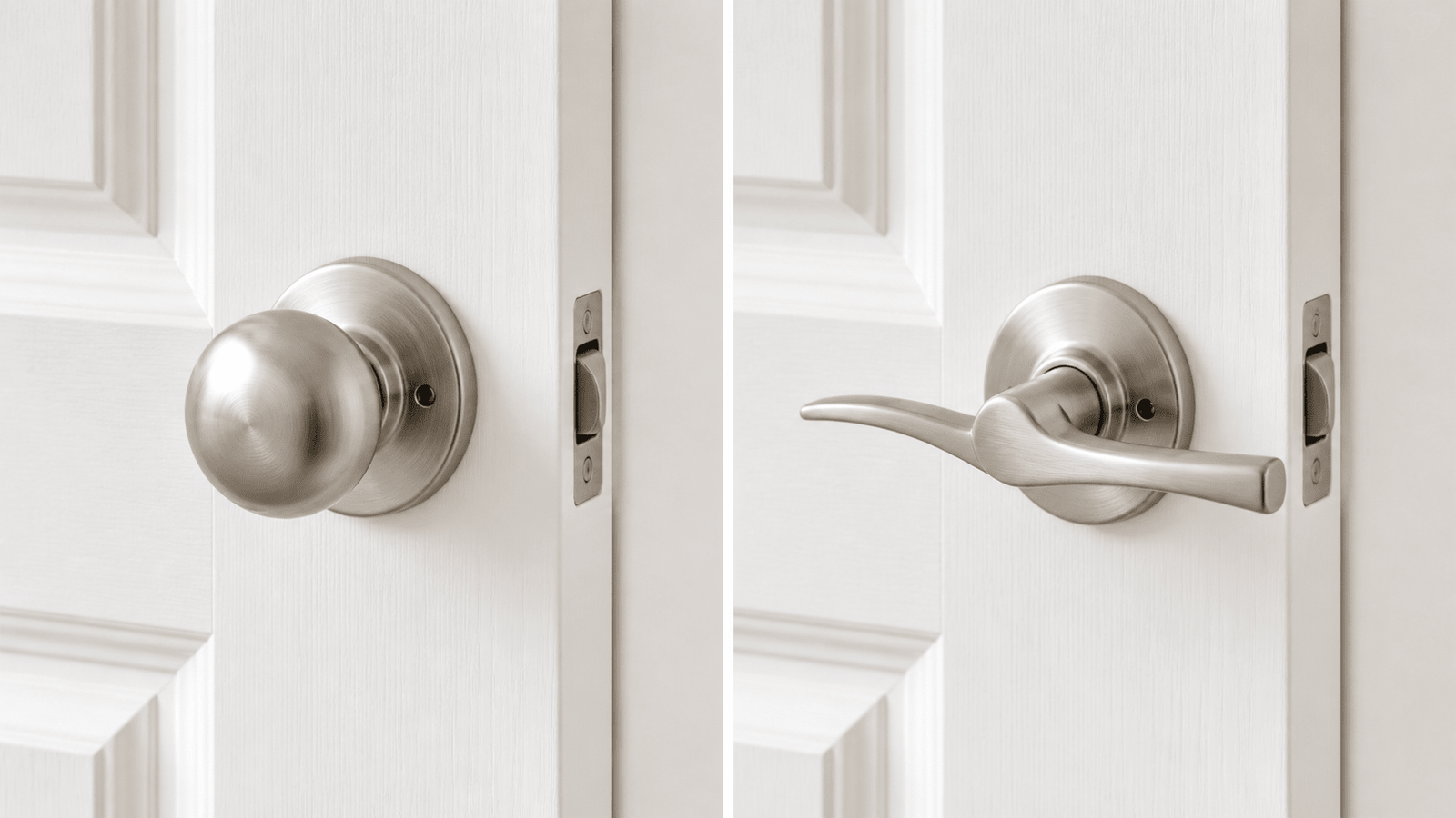 Side-by-side comparison of a door knob and a door lever