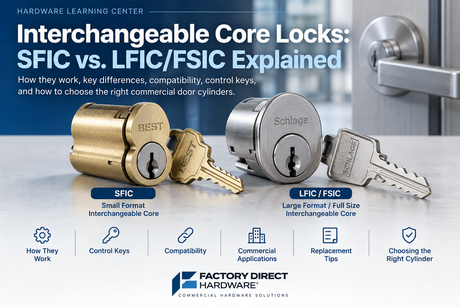 SFIC and LFIC interchangeable cores with commercial door lock cylinders