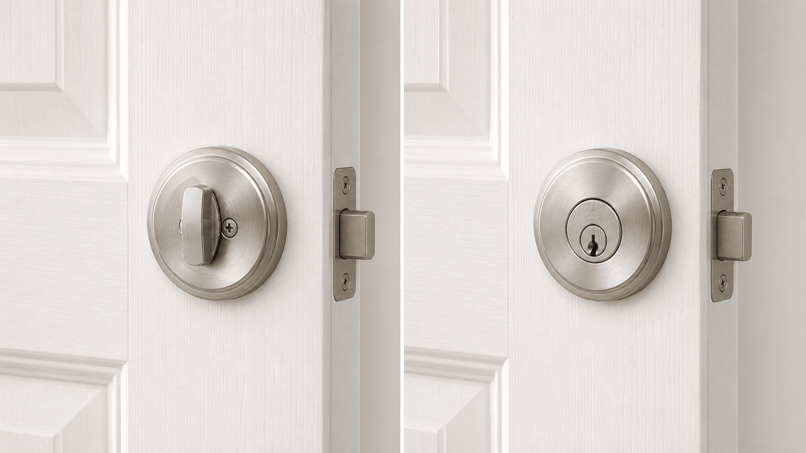 Side-by-side comparison of single cylinder and double cylinder deadbolts
