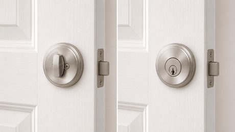 Side-by-side comparison of single cylinder and double cylinder deadbolts