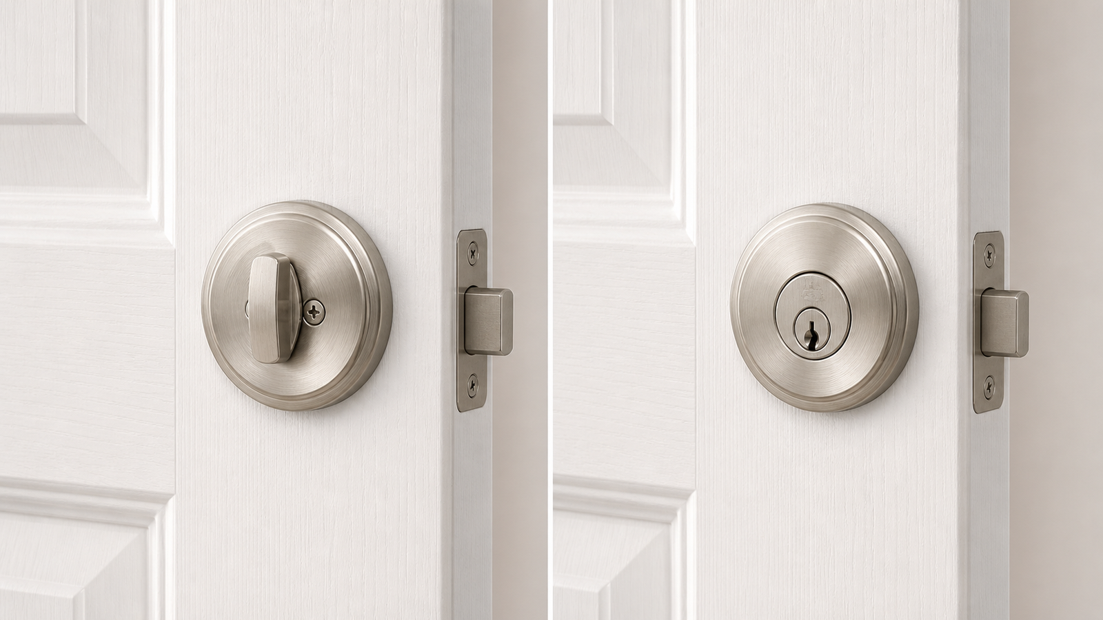 Side-by-side comparison of single cylinder and double cylinder deadbolts