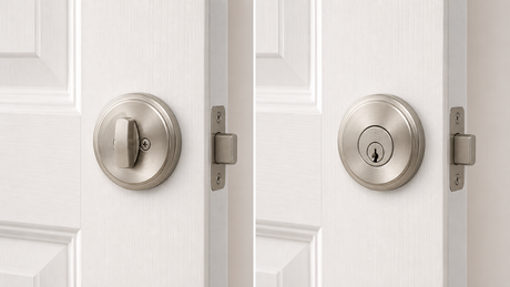 Side-by-side comparison of single cylinder and double cylinder deadbolts