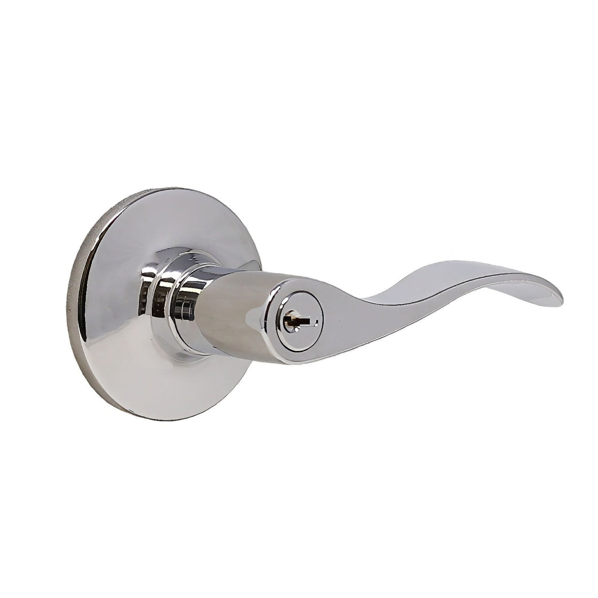 Weslock 00240XNXNFR23 New Haven keyed entry keyed entry door lever in polished brass, additional view
