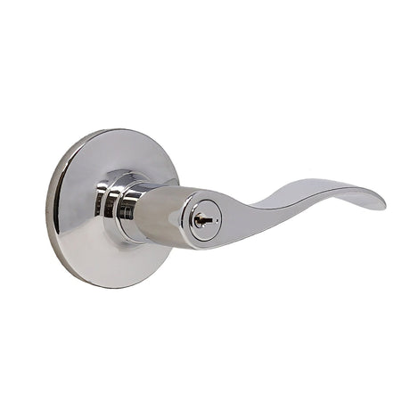Weslock 00240XNXNFR23 New Haven keyed entry keyed entry door lever in polished brass, additional view