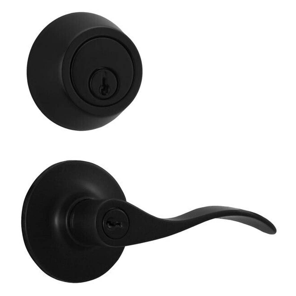 Weslock 02271X2X2FR22 matte black single cylinder deadbolt and keylock combo