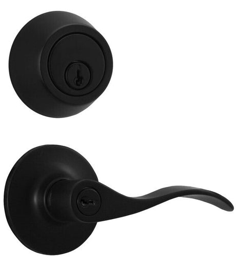 Weslock 02271X2X2FR22 matte black single cylinder deadbolt and keylock combo