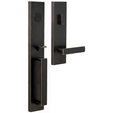 Weslock 02895-1310020 Xanthis dummy handleset in satin stainless, front view