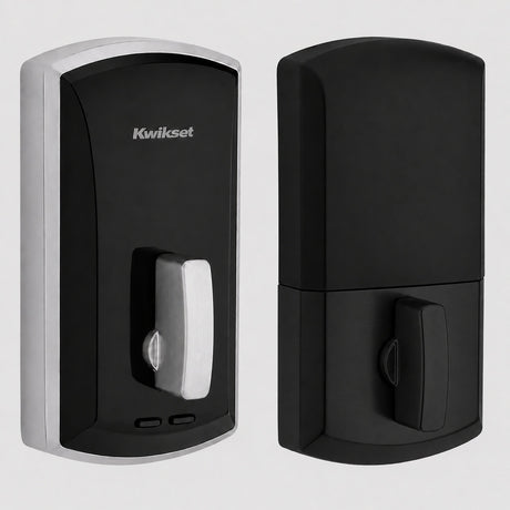 Kwikset 1000 20 Min UL Unite Electronic Smart MF Deadbolt in Bright Chrome by Matte Black