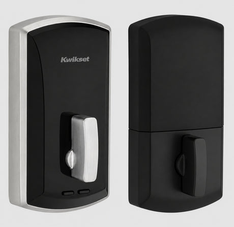 Kwikset 1000 20 Min UL Unite Electronic Smart MF Deadbolt in Satin Chrome by Matte Black