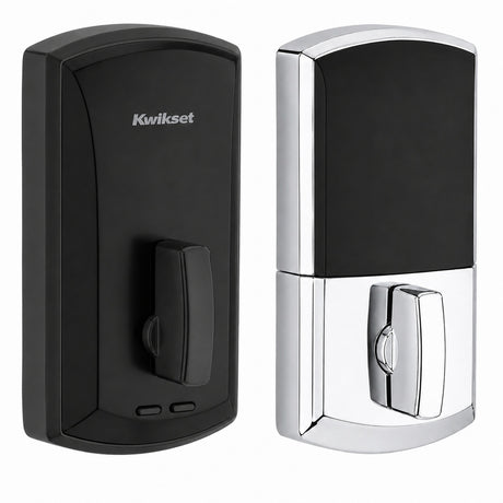 Kwikset 1000 20 Min UL Unite Electronic Smart MF Deadbolt in Matte Black by Bright Chrome