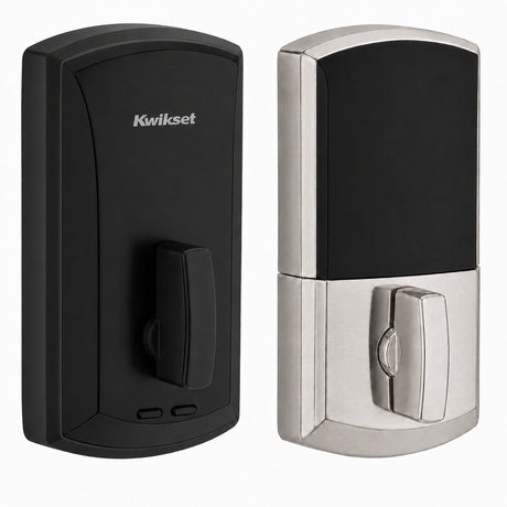 Kwikset 1000 20 Min UL Unite Electronic Smart MF Deadbolt in Matte Black by Satin Chrome
