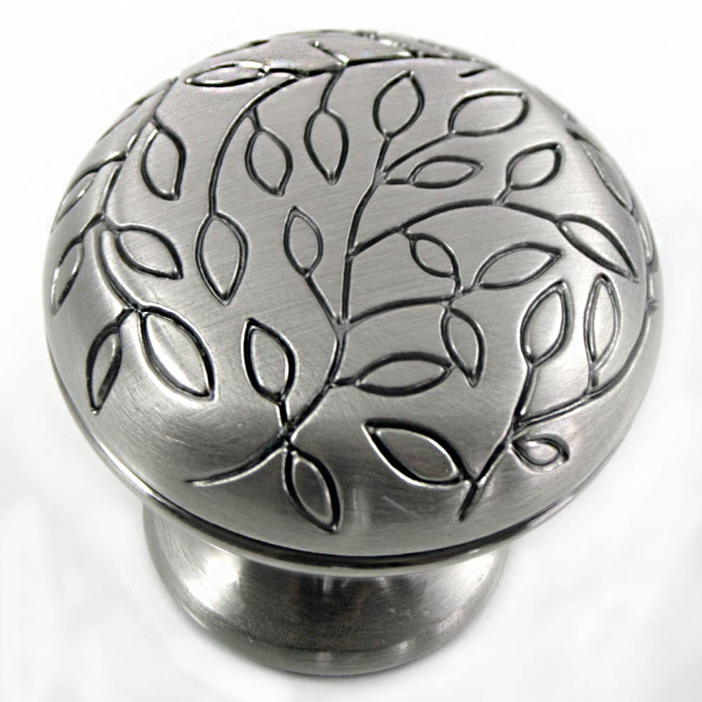 MNG Hardware 10211 102 1-1/4" Round Vine Cabinet Knob Satin Antique Silver