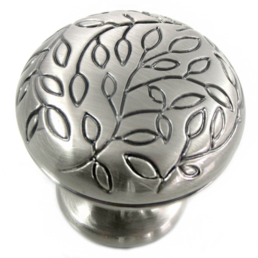 MNG Hardware 10221 102 1-1/4" Round Vine Cabinet Knob Satin Nickel