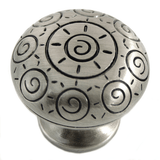 MNG Hardware 10321 103 1-1/4" Sun Swirl Round Cabinet Knob Satin Nickel Antique