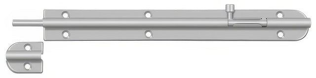 Deltana 10BB32D barrel bolt in satin stainless, front view