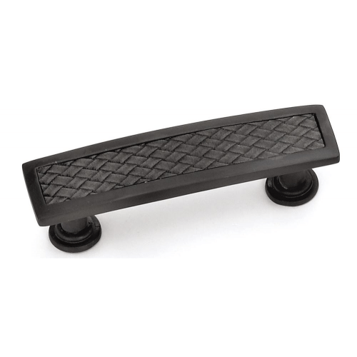Laurey 12492 124 Churchill 3.77" Leather Rectangle Cabinet Pull Oil Rubbed Bronze/Black