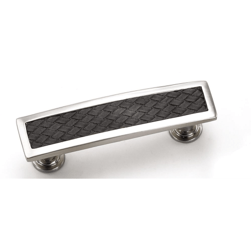 Laurey 12493 124 Churchill 3.77" Leather Rectangle Cabinet Pull Satin Nickel/Black