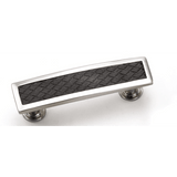 Laurey 12493 124 Churchill 3.77" Leather Rectangle Cabinet Pull Satin Nickel/Black