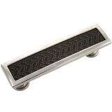 Laurey 12490 124 Churchill 3.77" Leather Rectangle Cabinet Pull Satin Nickel/ Saddle Brown