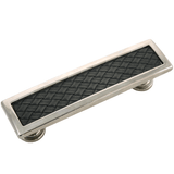 Laurey 12499 124 Churchill 3.77" Leather Rectangle Cabinet Pull Polished Nickel/Black