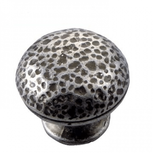MNG Hardware 12811 128 1-1/4" Hammer Round Cabinet Knob Distressed Silver