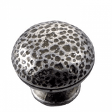 MNG Hardware 12811 128 1-1/4" Hammer Round Cabinet Knob Distressed Silver
