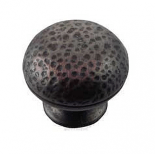 MNG Hardware 12810 128 1-1/4" Hammer Round Cabinet Knob Distressed Brass
