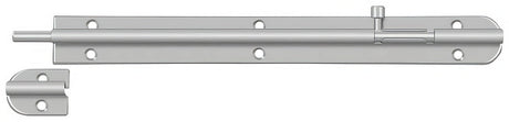 Deltana 12BB32D barrel bolt in satin stainless, front view