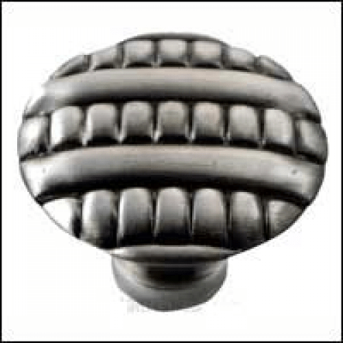 MNG Hardware 14711 147 1-3/8" Ribbed Cabinet Knob Satin Antique Nickel