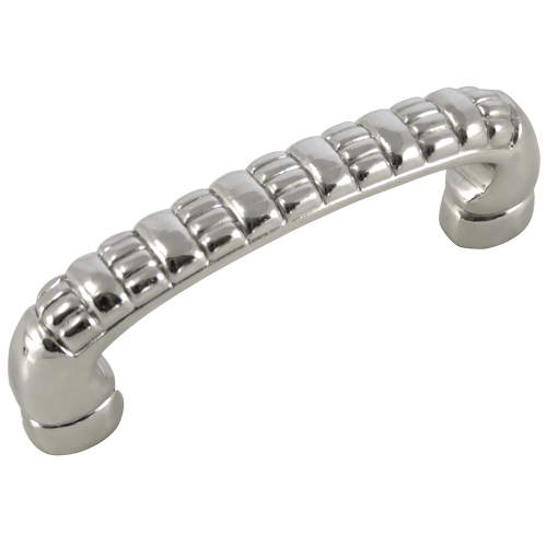 MNG Hardware 14814 148 3" Ribbed Cabinet Pull Polished Nickel