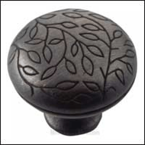 MNG Hardware 15111 151 1-1/2" Vine Round Cabinet Knob Satin Antique Silver