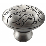 MNG Hardware 15211 152 1-1/2" Vine Egg Cabinet Knob Satin Silver Antique