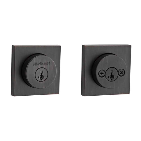 Kwikset 159SQT Halifax Square Rose Double Cylinder Deadbolt SmartKey in Venetian Bronze