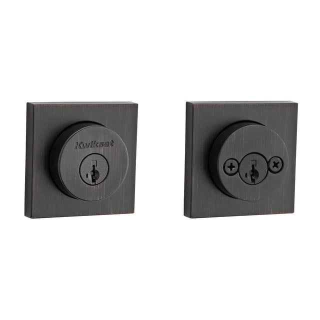 Kwikset 159SQT Halifax Square Rose Double Cylinder Deadbolt SmartKey in Venetian Bronze