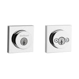 Kwikset 159SQT Halifax Square Rose Double Cylinder Deadbolt SmartKey in Bright Chrome