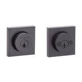 Kwikset 159SQT Halifax Square Rose Double Cylinder Deadbolt SmartKey in Matte Black