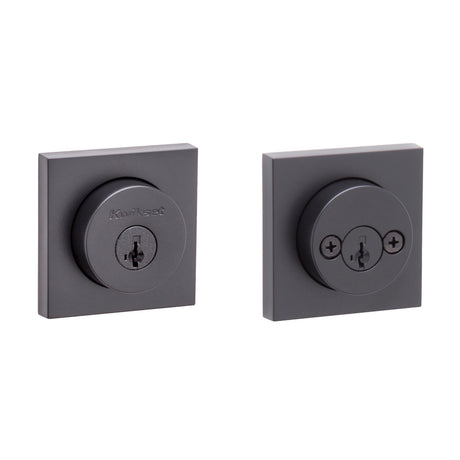 Kwikset 159SQT Halifax Square Rose Double Cylinder Deadbolt SmartKey in Matte Black