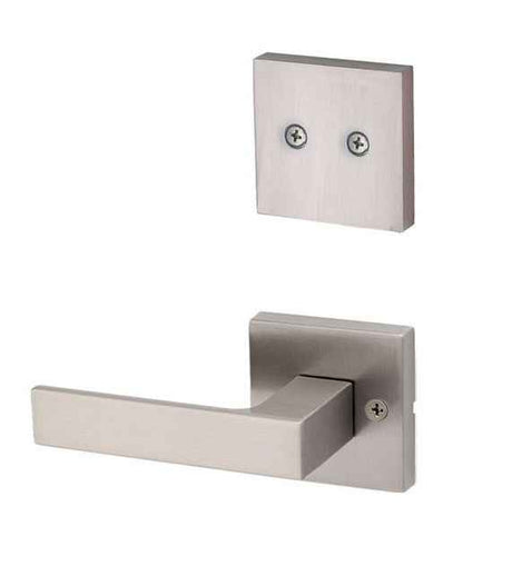 Kwikset Singapore Handleset Trim with Square Rose in Satin Nickel