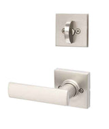 Kwikset Breton Handleset Trim with Square Rose in Satin Nickel