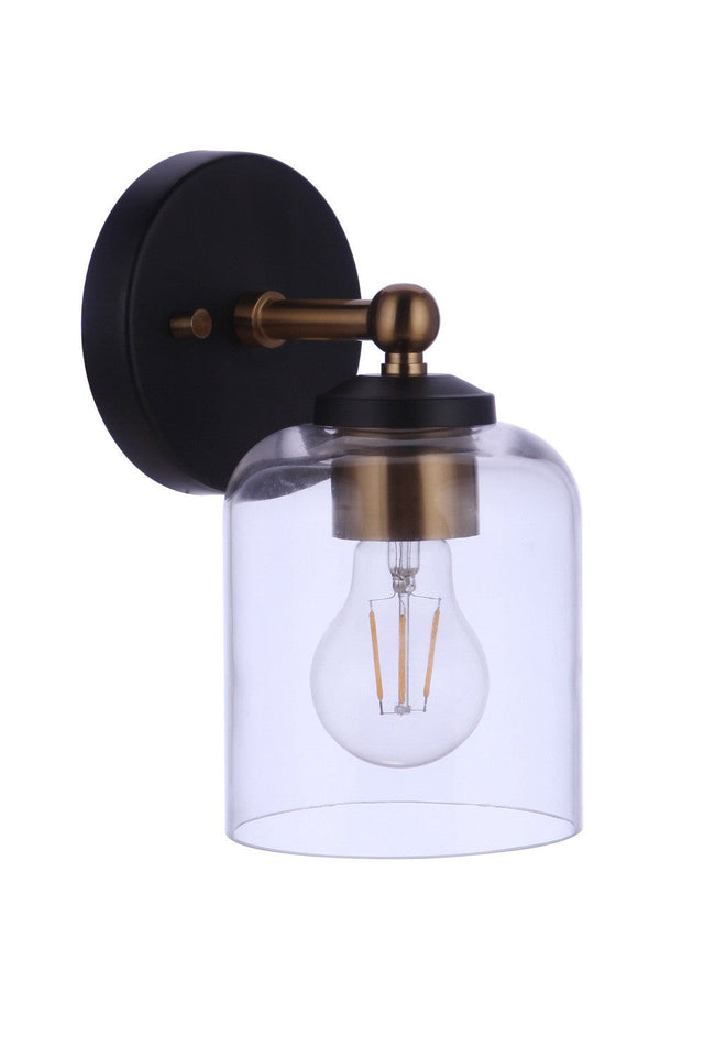 Craftmade 18705FBSB1 flat black / satin brass wall sconce