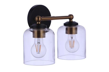 Craftmade 18712FBSB2 flat black / satin brass vanity