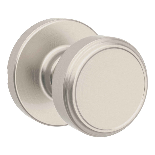 Kwikset 200MNKRDT Maven Knob Round Rose Passage Door Lock in Satin Nickel