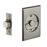 Emtek Privacy Pocket Door Tubular Lock with Privacy Strike Plate and Dust Box in Pewter