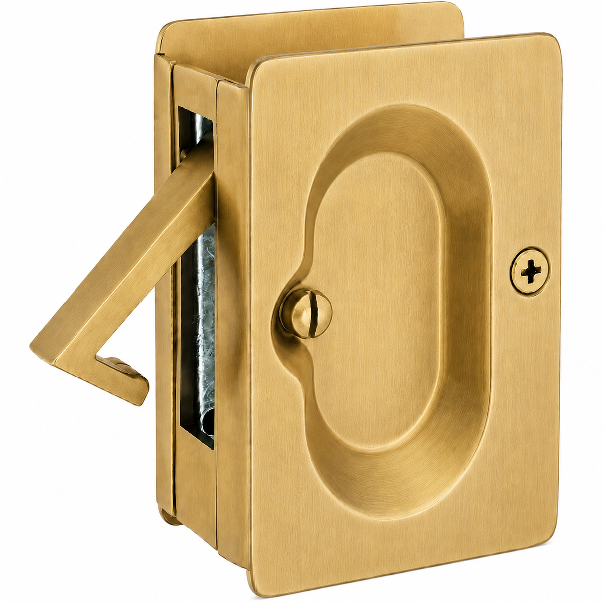 Emtek 2101US3NL Pass Pocket Door Lock for 1-3/8" to 1-3/4" Door Unlacquered Brass Finish