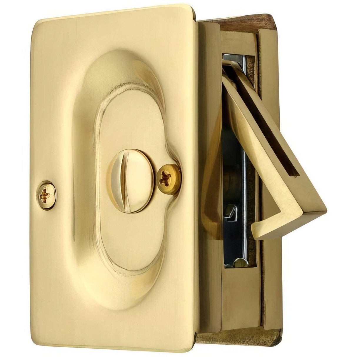 Emtek 2102US4 satin brass privacy pocket door lock
