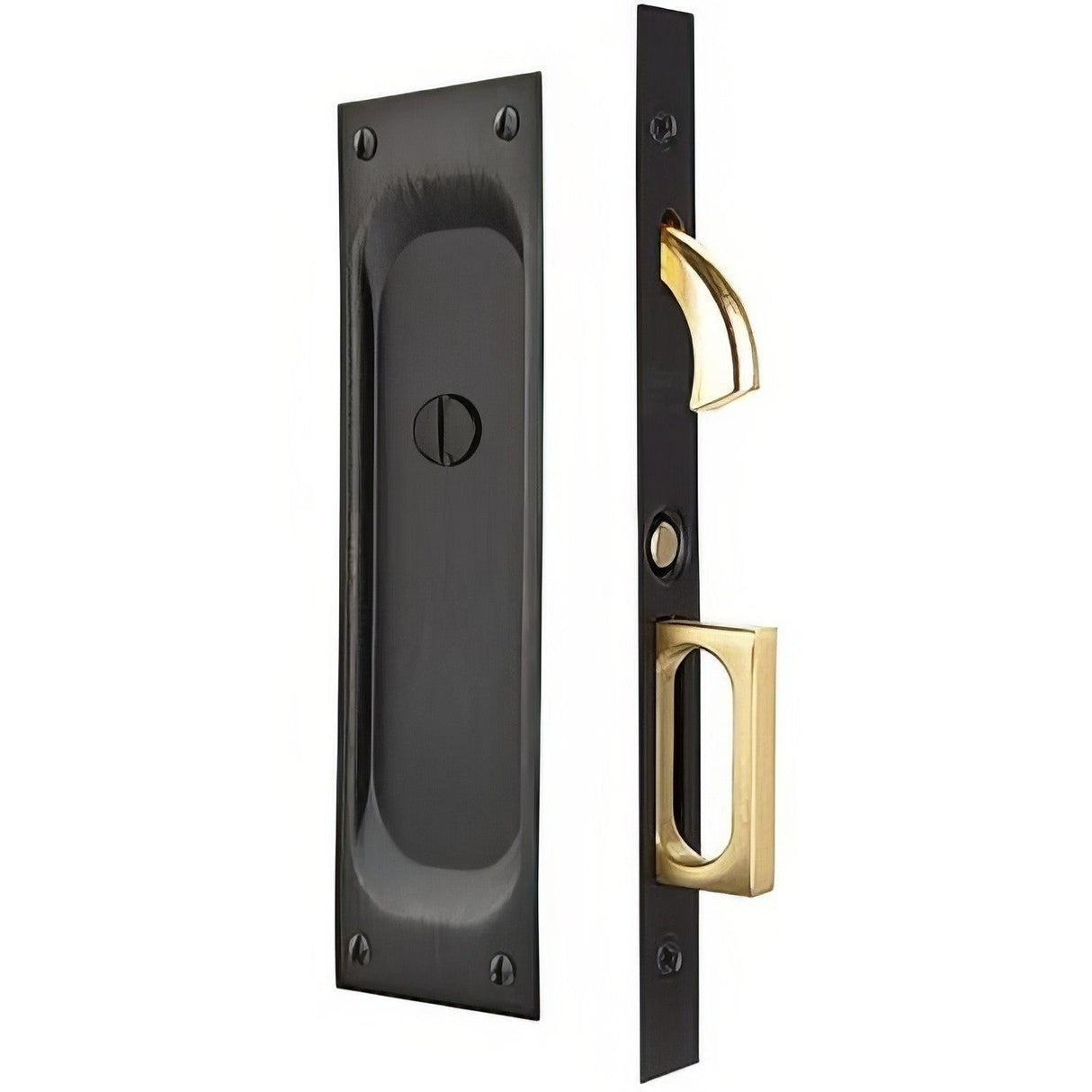 Emtek 2105US10B134 Brass Modern, Classic Brass, Designer Brass, Lost Wax / Tuscany Bronze, Sandcast Bronze pocket door lock, 