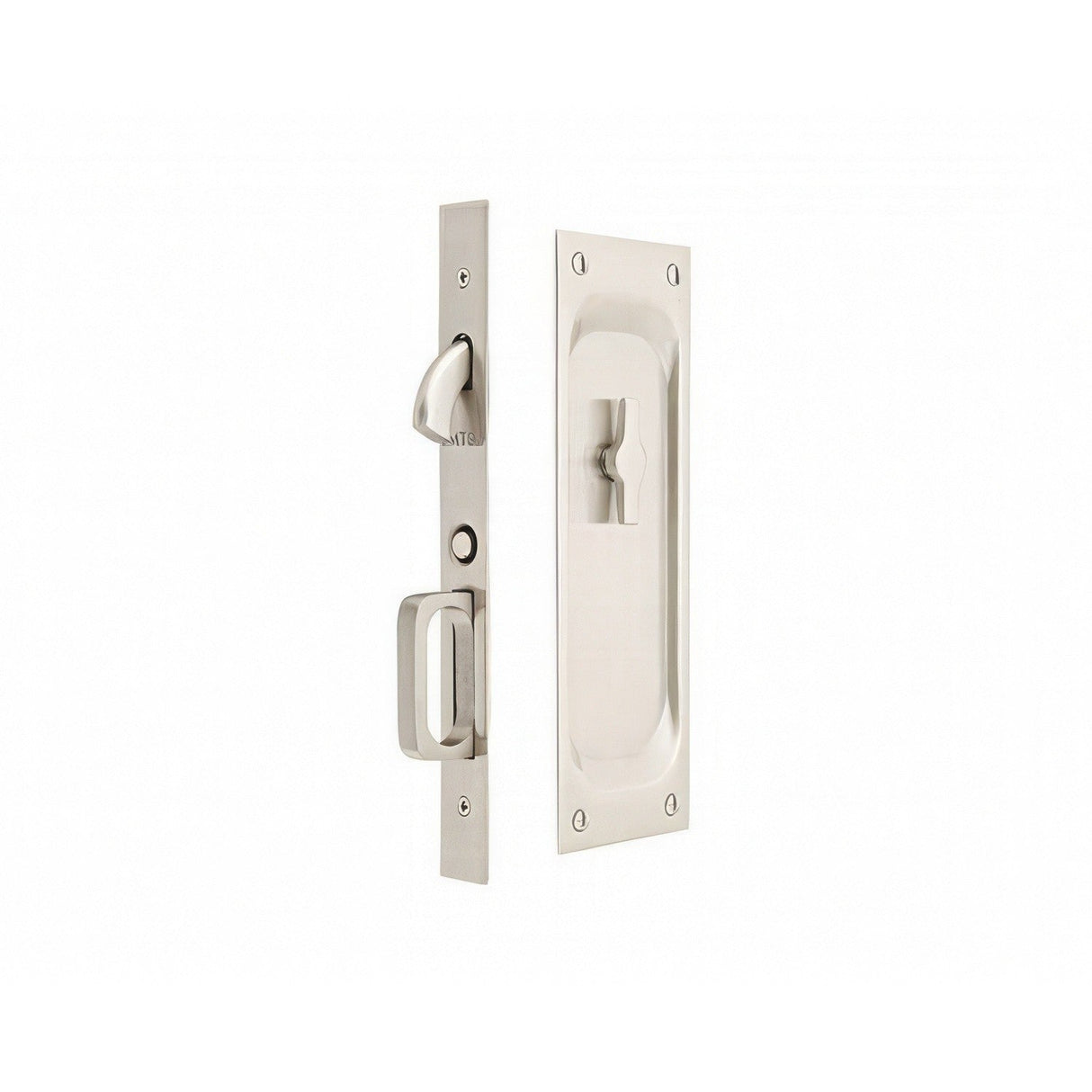 Emtek 2105US15138 Brass Modern, Classic Brass, Designer Brass, Lost Wax / Tuscany Bronze, Sandcast Bronze pocket door lock, a
